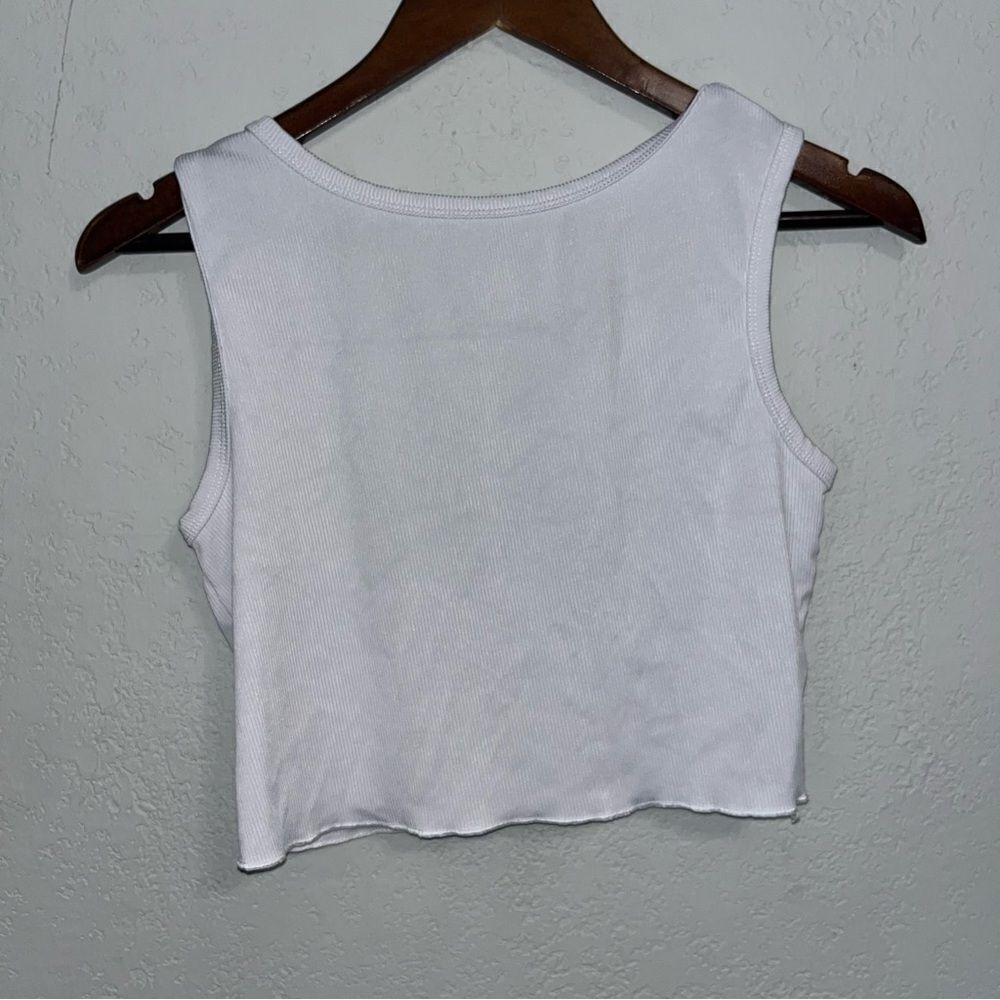White Cropped Ribbed Tank Top - Picture 7 of 8
